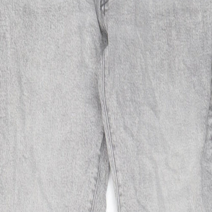 Topman Mens Grey Cotton Straight Jeans Size 32 in L32 in Regular Button