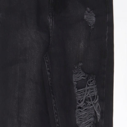 Denim & Co. Womens Black Cotton Straight Jeans Size 4 L28 in Regular Zip