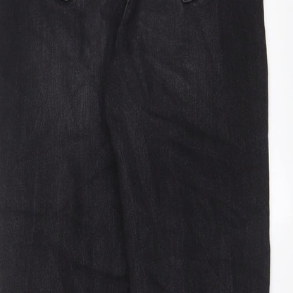 Denim & Co. Womens Black Cotton Straight Jeans Size 4 L28 in Regular Zip