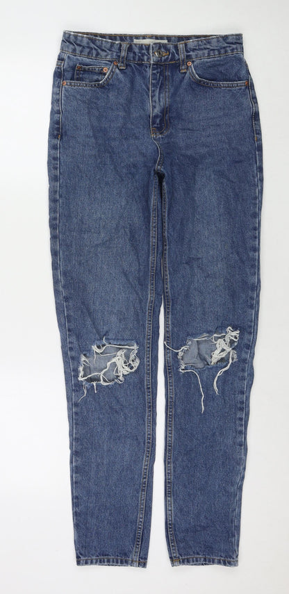 Topshop Womens Blue Cotton Mom Jeans Size 26 L34 in Regular Zip