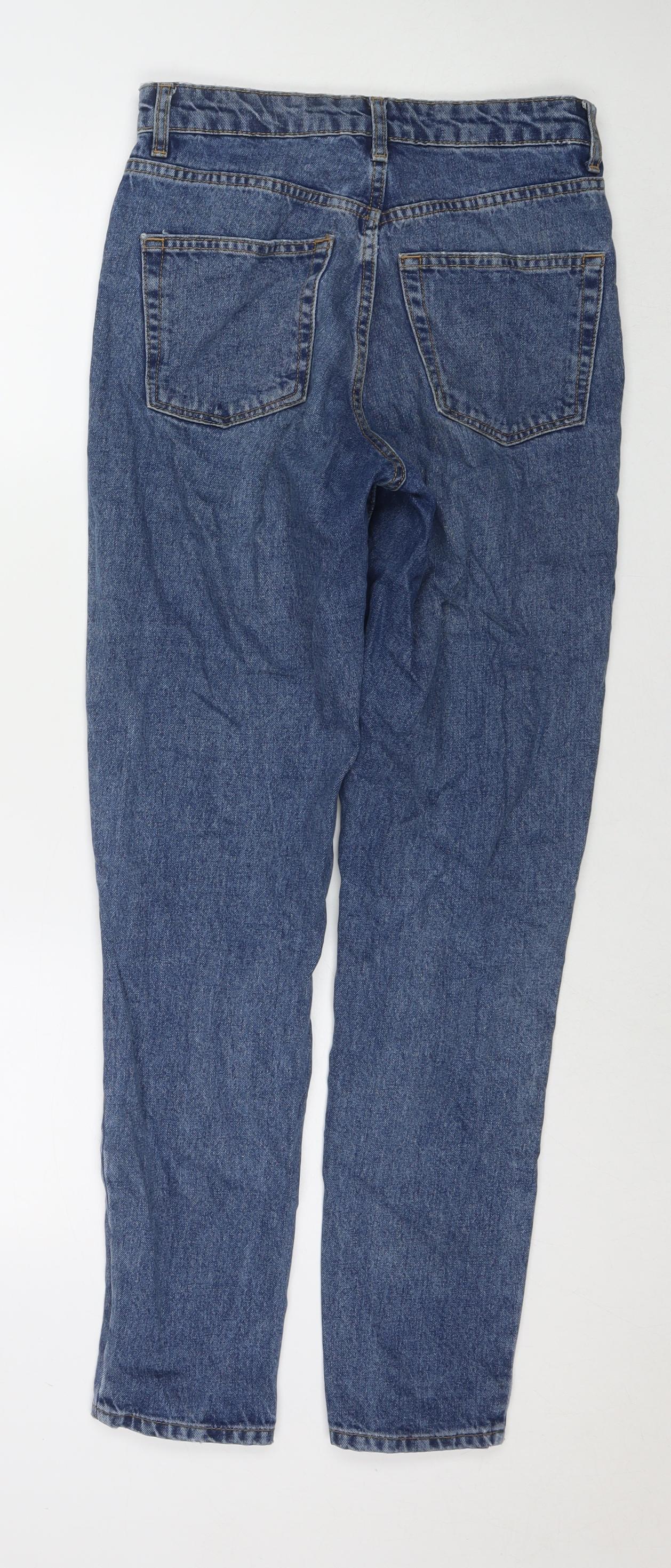 Topshop Womens Blue Cotton Mom Jeans Size 26 L34 in Regular Zip
