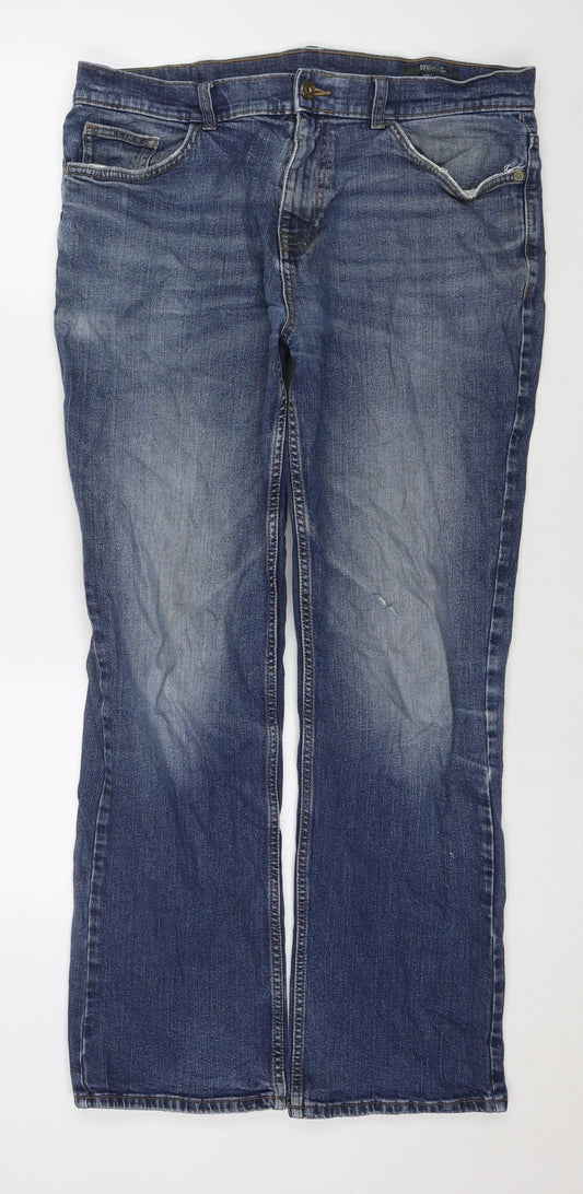TU Womens Blue Cotton Bootcut Jeans Size 36 in L32 in Regular Zip