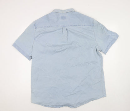 River Island Mens Blue Cotton Button-Up Size 2XL Collared Button