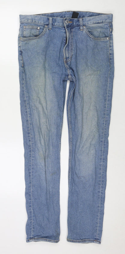 H&M Mens Blue Cotton Straight Jeans Size 31 in L32 in Regular Zip