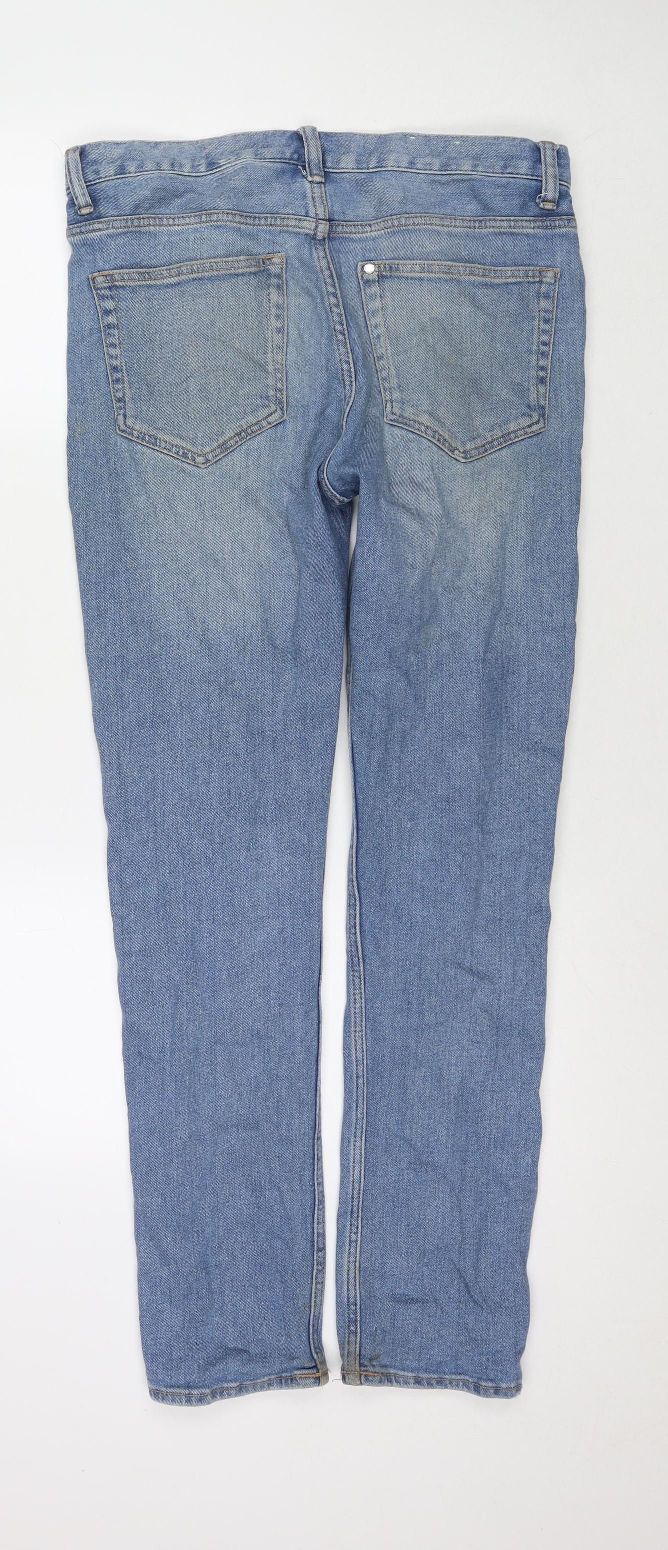 H&M Mens Blue Cotton Straight Jeans Size 31 in L32 in Regular Zip
