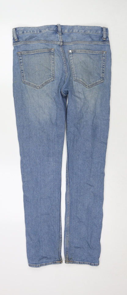 H&M Mens Blue Cotton Straight Jeans Size 31 in L32 in Regular Zip
