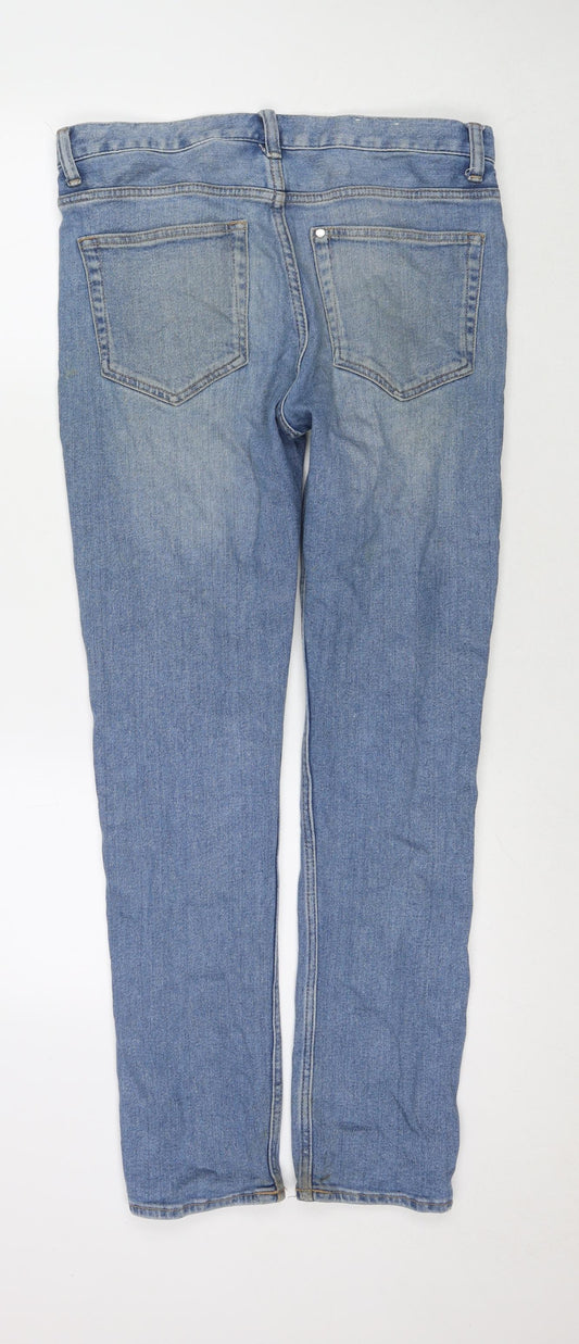 H&M Mens Blue Cotton Straight Jeans Size 31 in L32 in Regular Zip