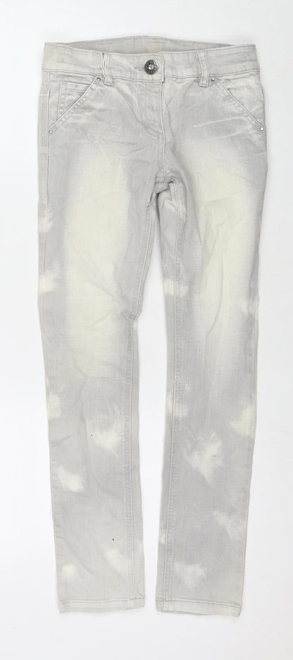 NEXT Boys Grey Spotted Cotton Skinny Jeans Size 11 Years L26 in Regular Zip