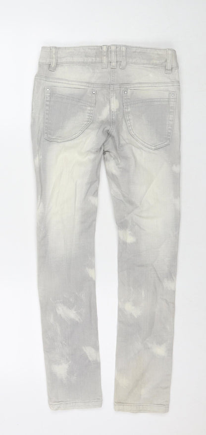 NEXT Boys Grey Spotted Cotton Skinny Jeans Size 11 Years L26 in Regular Zip