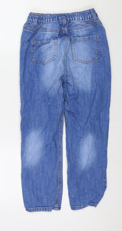 NEXT Girls Blue Cotton Straight Jeans Size 9 Years L21 in Regular Zip