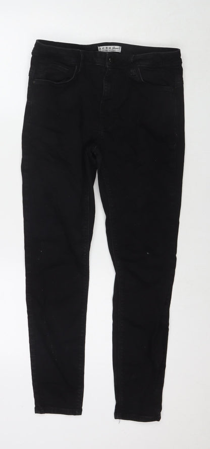 Denim & Co. Womens Black Cotton Skinny Jeans Size 14 L26 in Regular Zip
