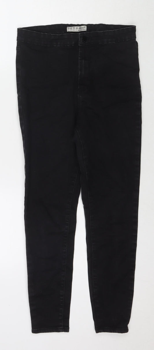 Denim & Co. Womens Black Cotton Skinny Jeans Size 14 L25 in Regular Zip