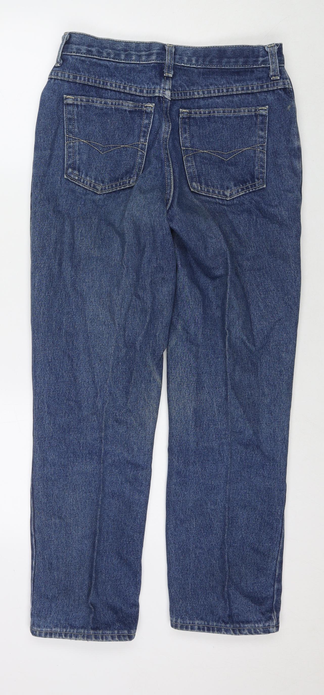 St Michael Womens Blue Cotton Straight Jeans Size 12 L27 in Regular Zip