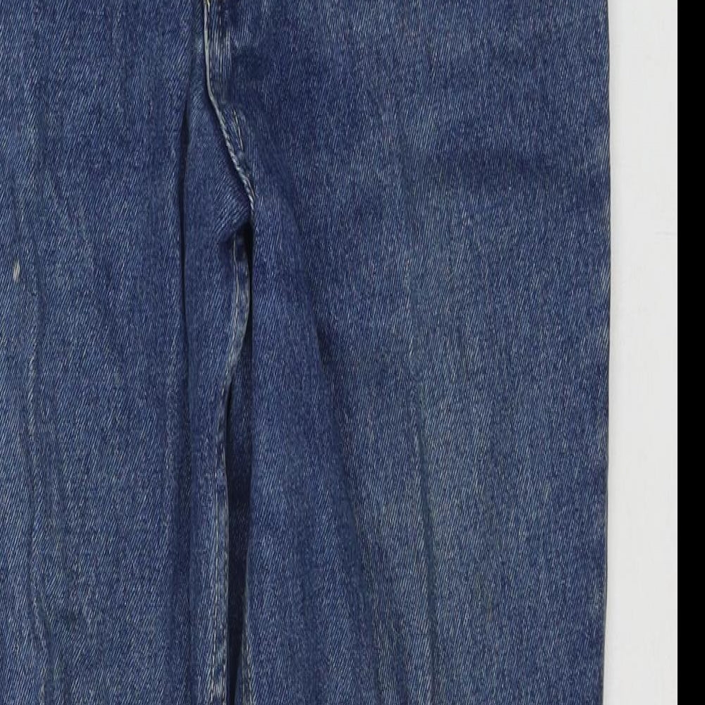 St Michael Womens Blue Cotton Straight Jeans Size 12 L27 in Regular Zip