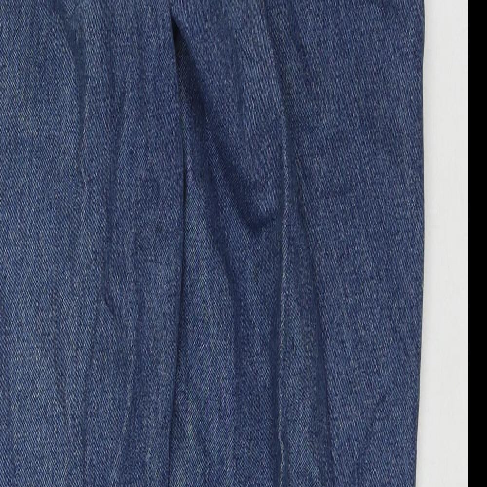 St Michael Womens Blue Cotton Straight Jeans Size 12 L27 in Regular Zip