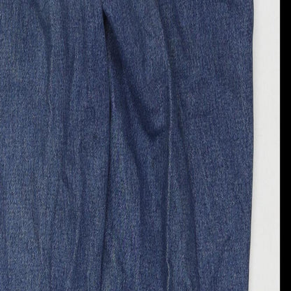 St Michael Womens Blue Cotton Straight Jeans Size 12 L27 in Regular Zip