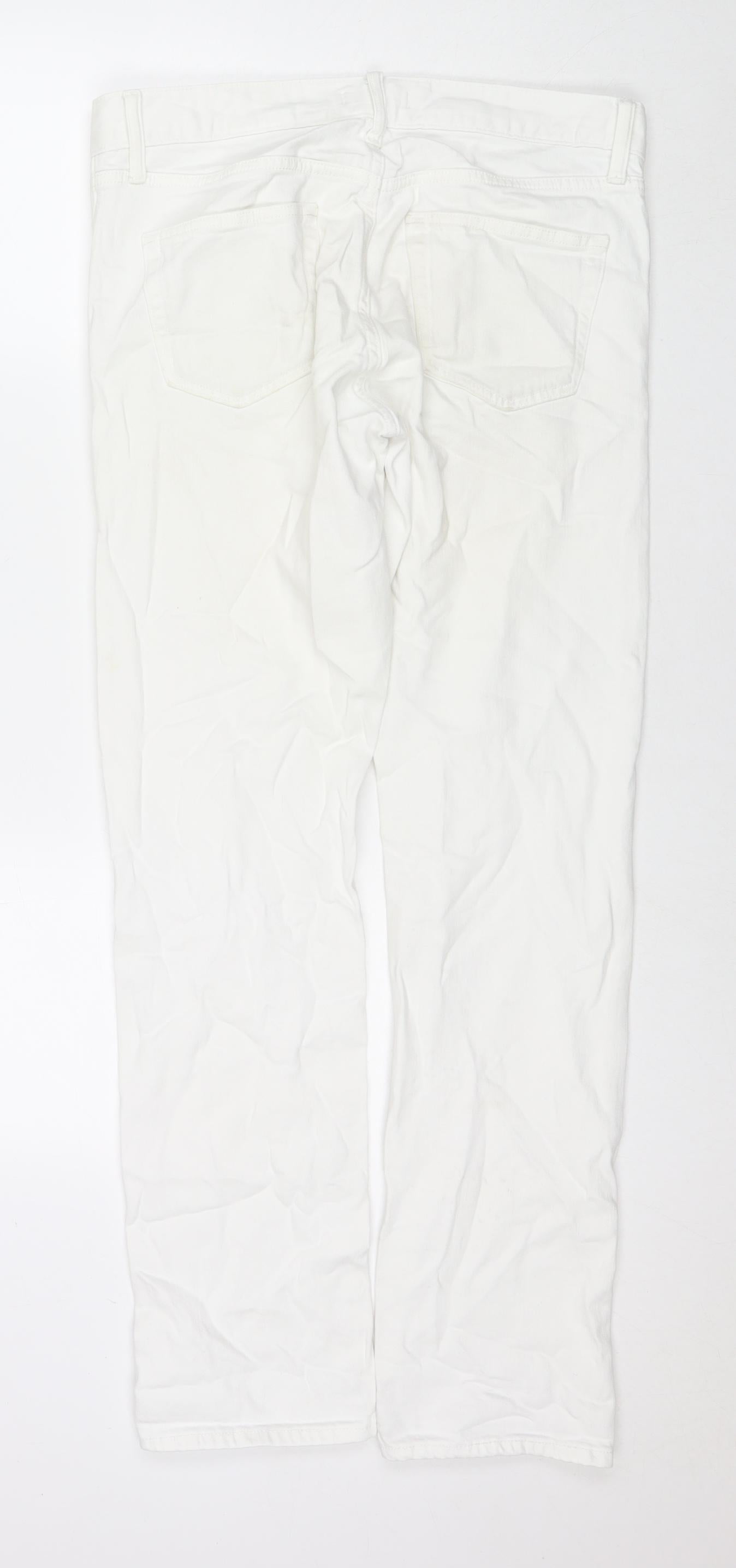 Uniqlo Womens White Cotton Straight Jeans Size 31 in L32 in Regular Zip