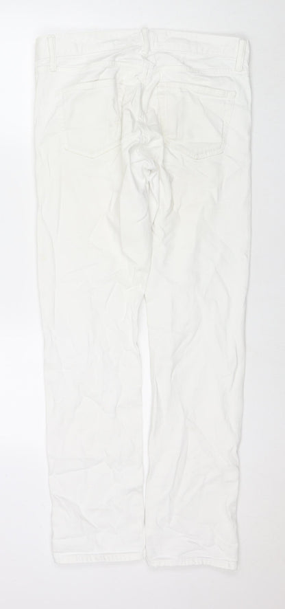 Uniqlo Womens White Cotton Straight Jeans Size 31 in L32 in Regular Zip