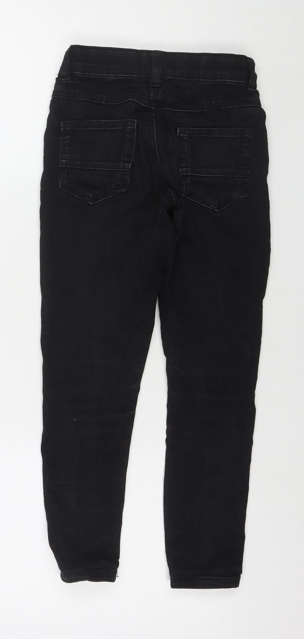 George Girls Black Cotton Skinny Jeans Size 7-8 Years L21 in Regular Zip