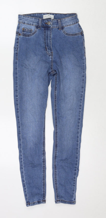 Denim & Co. Womens Blue Cotton Skinny Jeans Size 6 L26 in Regular Zip