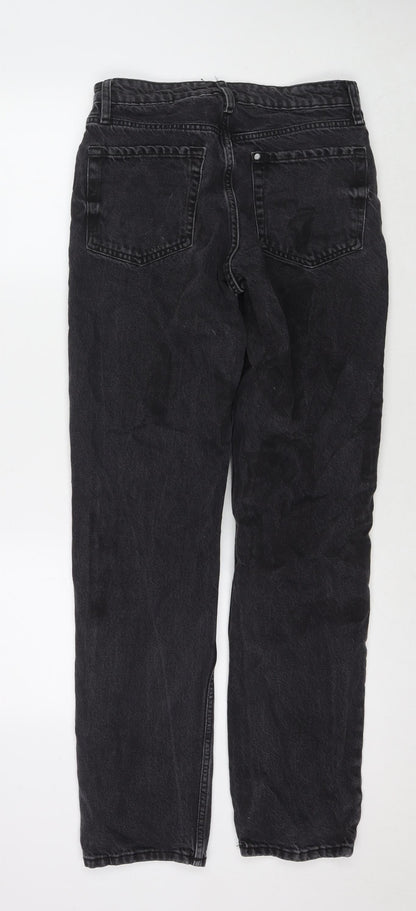H&M Womens Black Cotton Straight Jeans Size 8 L31 in Regular Zip