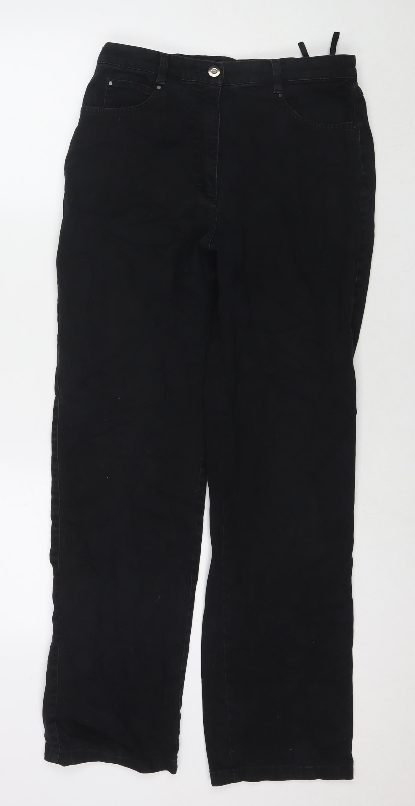 Zaffiri Womens Black Cotton Straight Jeans Size 14 L28 in Regular Zip