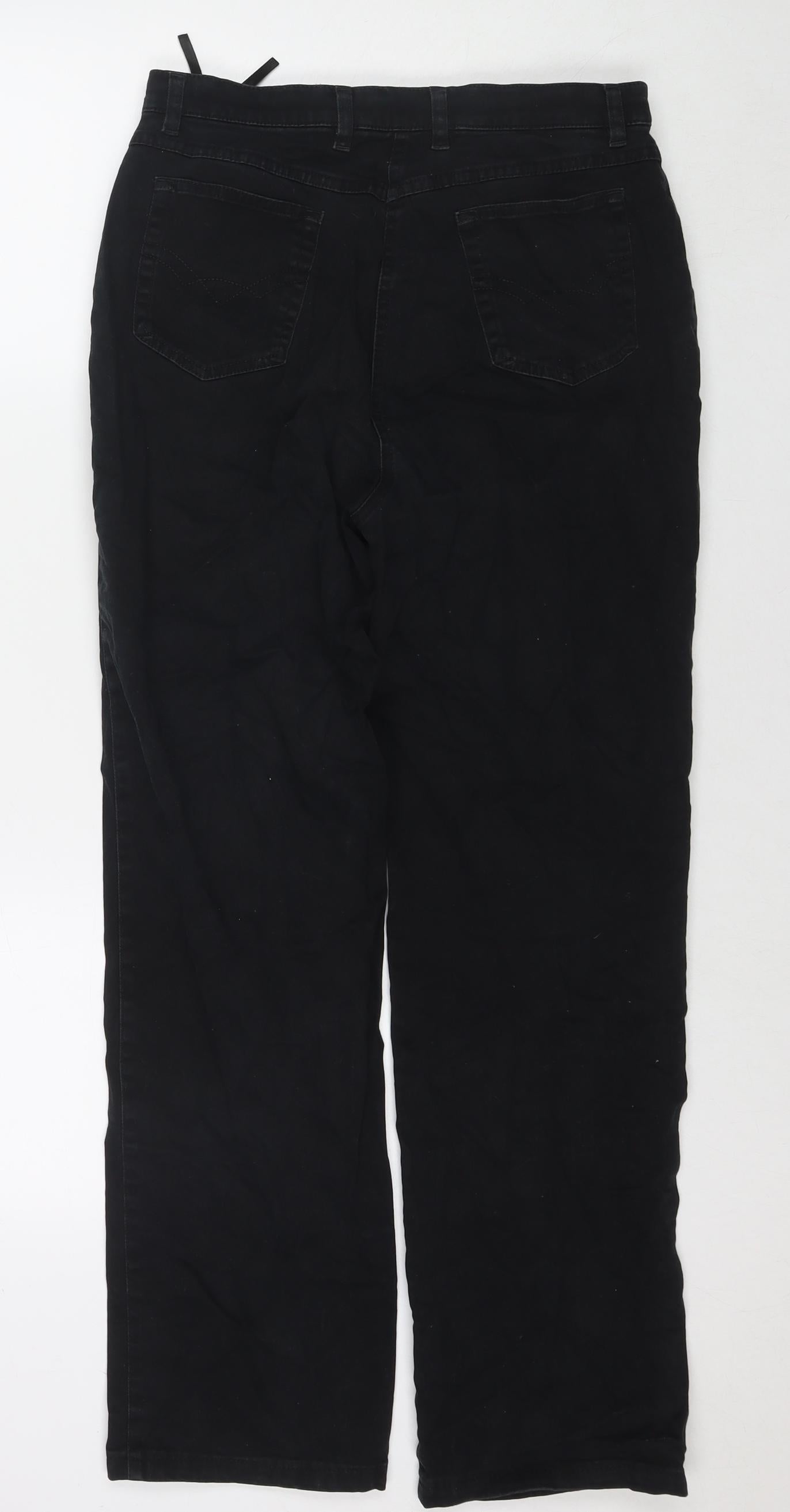 Zaffiri Womens Black Cotton Straight Jeans Size 14 L28 in Regular Zip