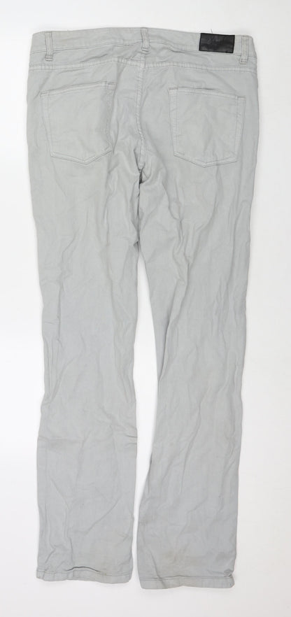 Zara Mens Grey Cotton Bootcut Jeans Size 34 in L32 in Regular Zip