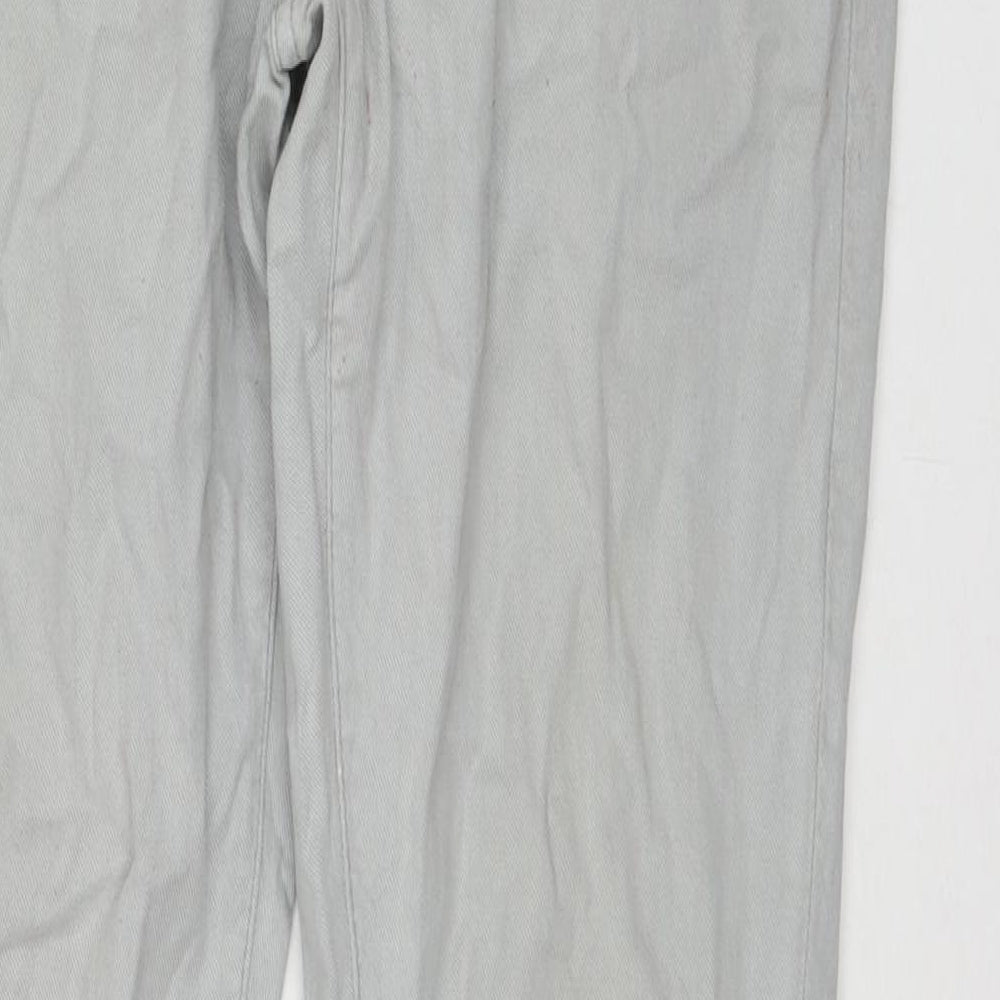 Zara Mens Grey Cotton Bootcut Jeans Size 34 in L32 in Regular Zip