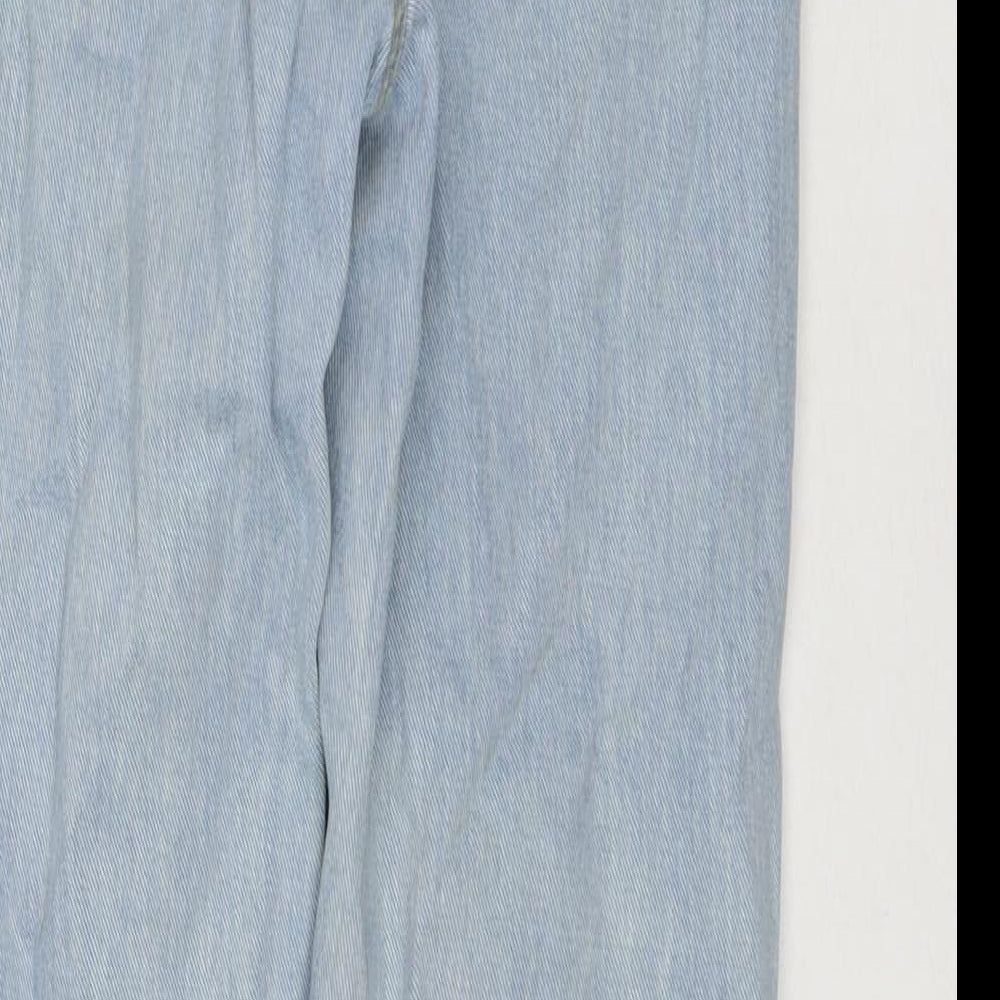 PRETTYLITTLETHING Womens Blue Cotton Straight Jeans Size 8 L28 in Regular Zip