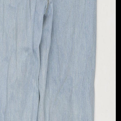 PRETTYLITTLETHING Womens Blue Cotton Straight Jeans Size 8 L28 in Regular Zip