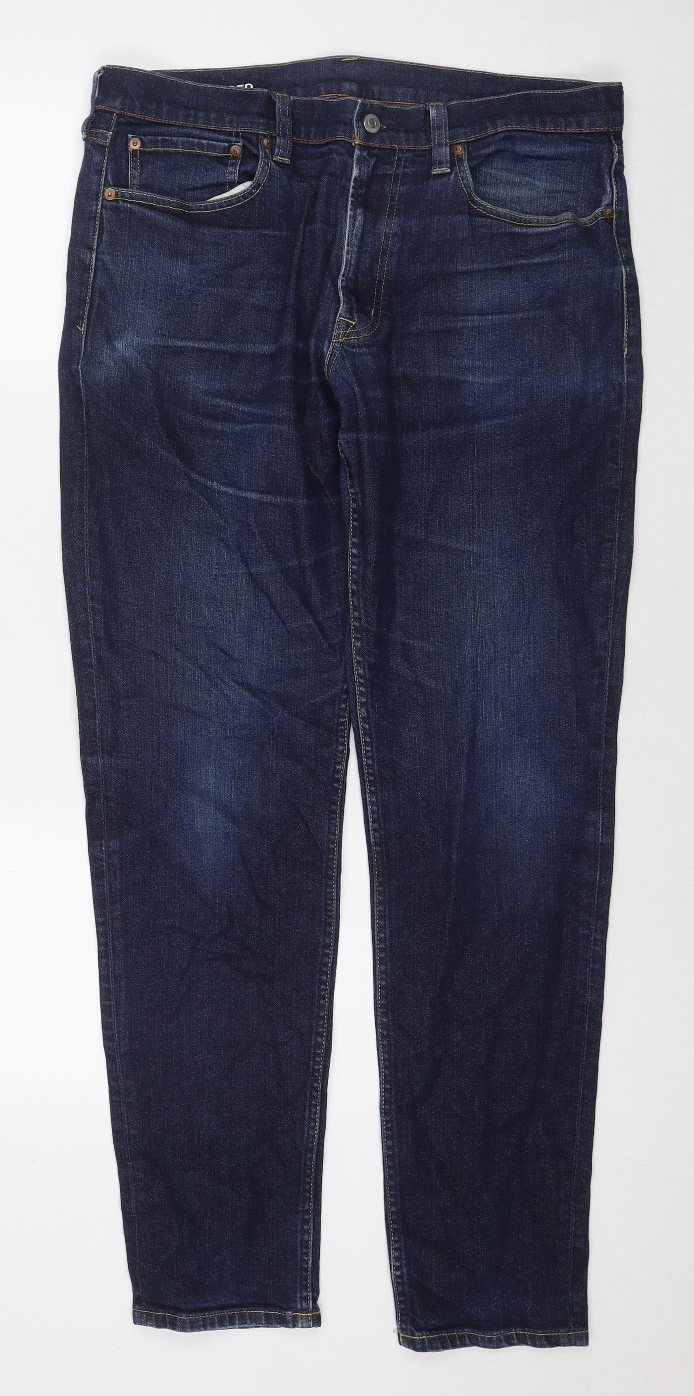 Tapered Womens Blue Cotton Tapered Jeans Size 33 in L32 in Regular Zip