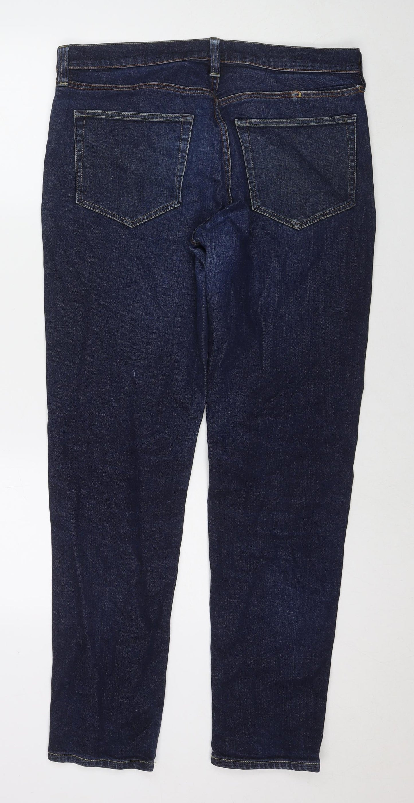 Tapered Womens Blue Cotton Tapered Jeans Size 33 in L32 in Regular Zip