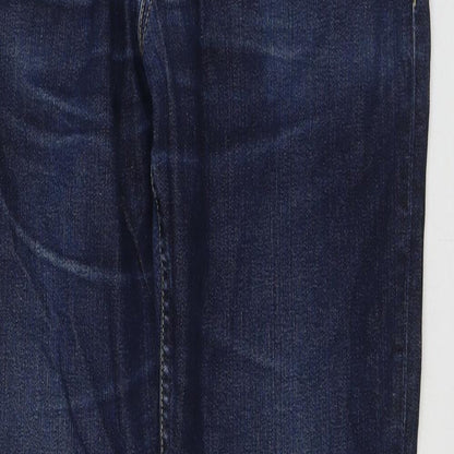 Tapered Womens Blue Cotton Tapered Jeans Size 33 in L32 in Regular Zip