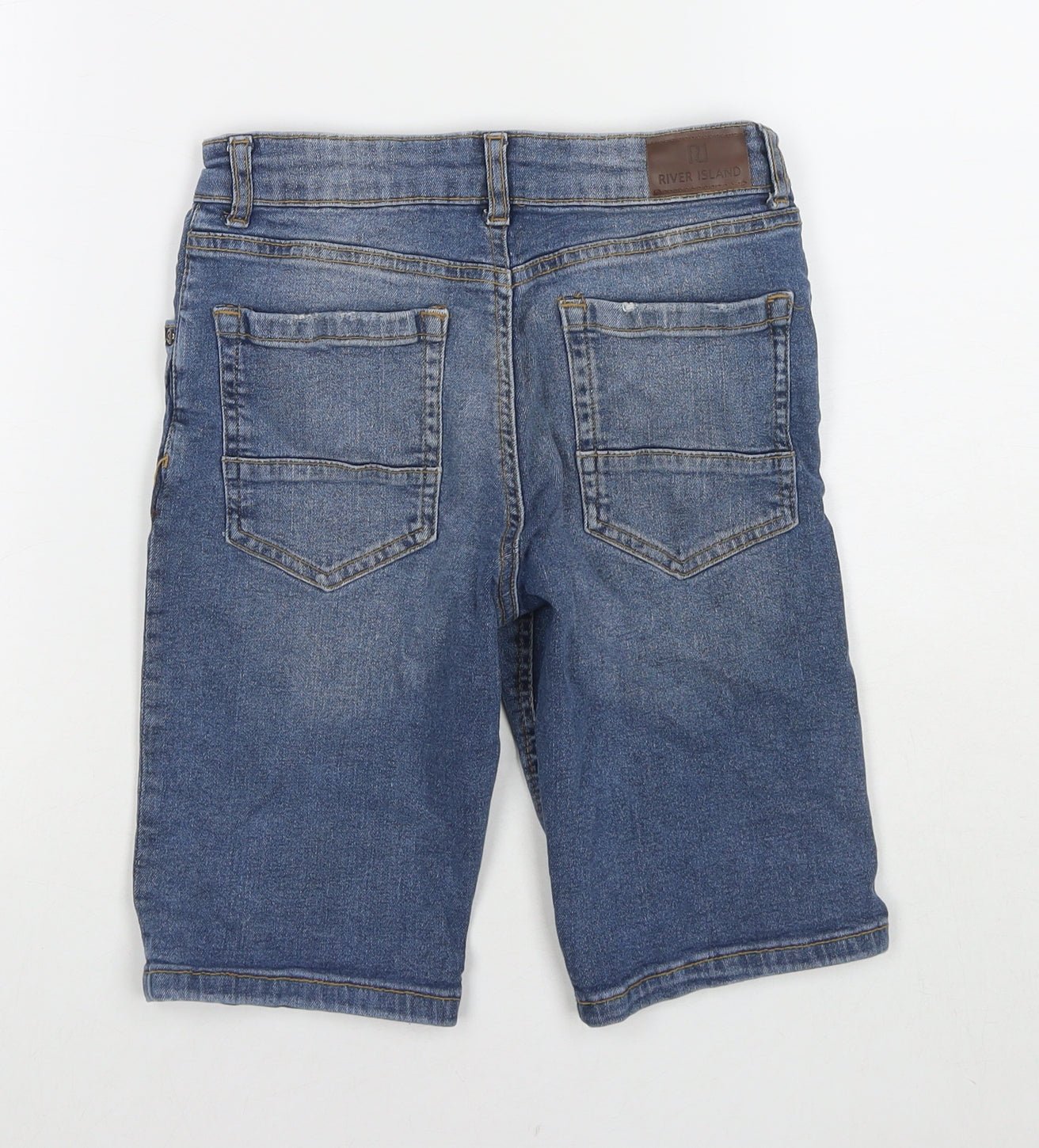 River Island Boys Blue Cotton Bermuda Shorts Size 9-10 Years L10 in Regular Zip