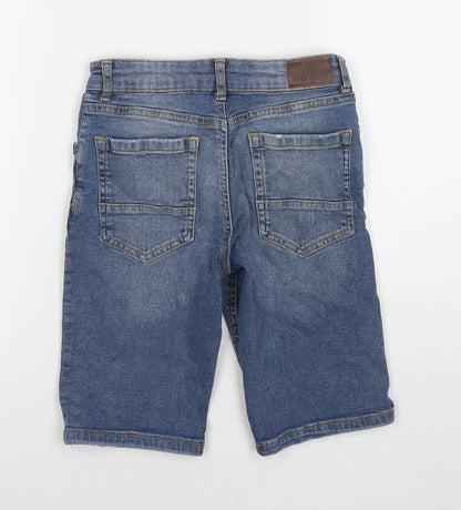 River Island Boys Blue Cotton Bermuda Shorts Size 9-10 Years L10 in Regular Zip