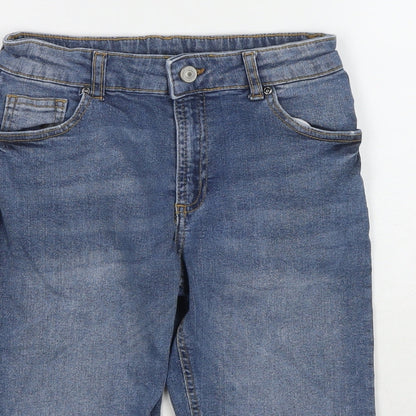 River Island Boys Blue Cotton Bermuda Shorts Size 9-10 Years L10 in Regular Zip