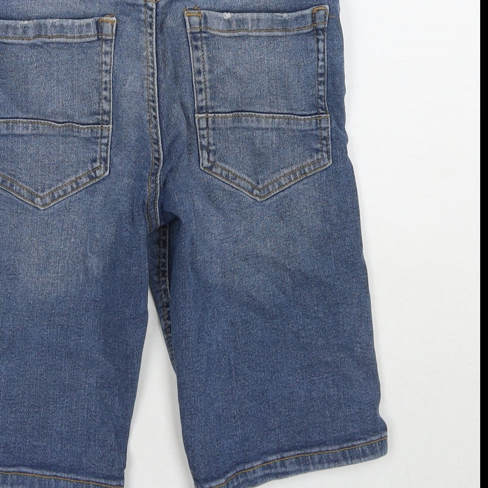 River Island Boys Blue Cotton Bermuda Shorts Size 9-10 Years L10 in Regular Zip