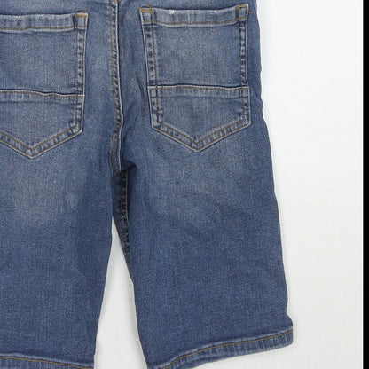 River Island Boys Blue Cotton Bermuda Shorts Size 9-10 Years L10 in Regular Zip