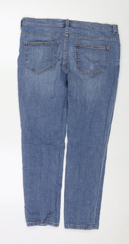 Divided by H&M Womens Blue Cotton Straight Jeans Size 14 L26 in Regular Zip