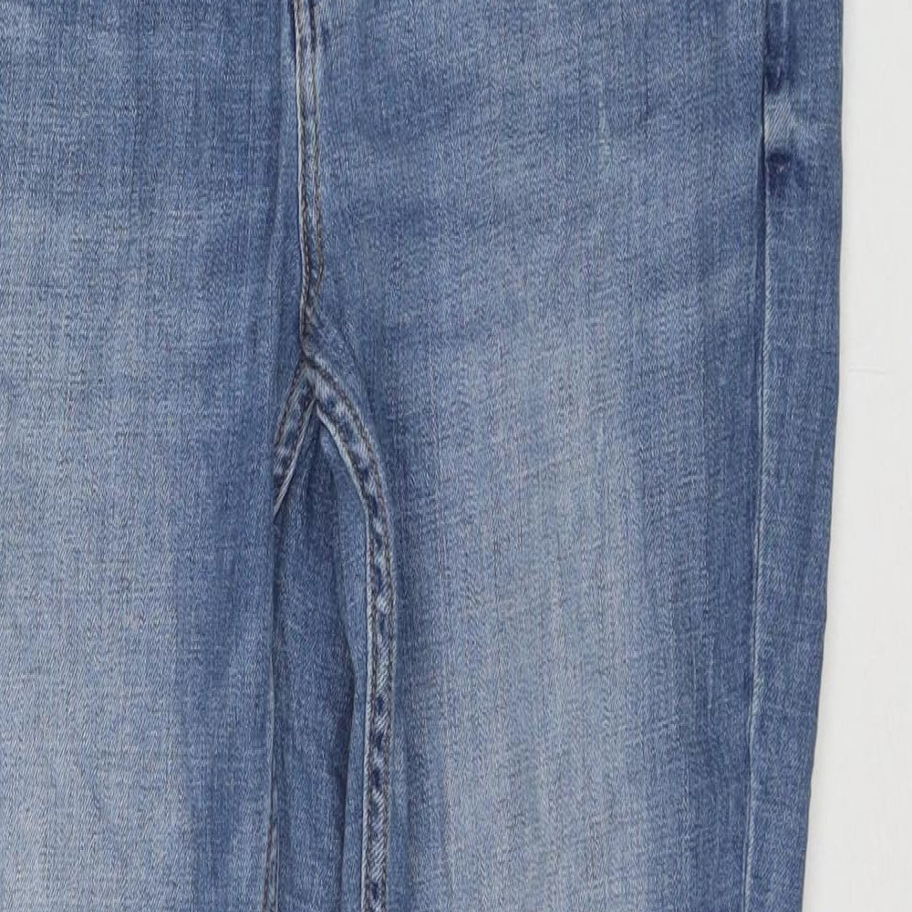 Divided by H&M Womens Blue Cotton Straight Jeans Size 14 L26 in Regular Zip