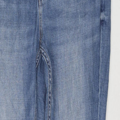 Divided by H&M Womens Blue Cotton Straight Jeans Size 14 L26 in Regular Zip