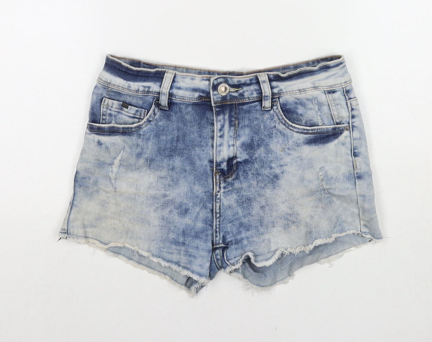 INSIDE Jeans Womens Blue Polyester Blend Hot Pants Shorts Size 10 L3 in Regular Zip