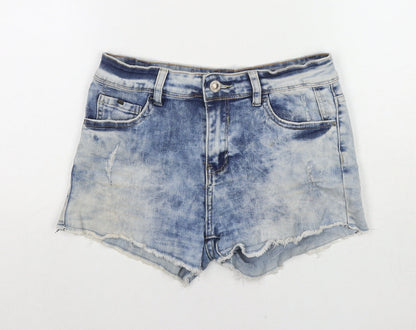 INSIDE Jeans Womens Blue Polyester Blend Hot Pants Shorts Size 10 L3 in Regular Zip