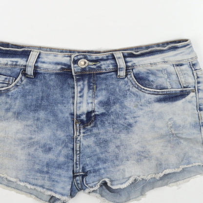 INSIDE Jeans Womens Blue Polyester Blend Hot Pants Shorts Size 10 L3 in Regular Zip