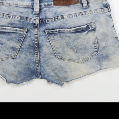 INSIDE Jeans Womens Blue Polyester Blend Hot Pants Shorts Size 10 L3 in Regular Zip