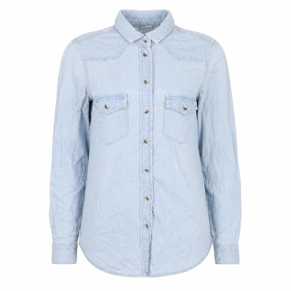 Womens UK Size 6 Topshop Blue Basic Button-Up