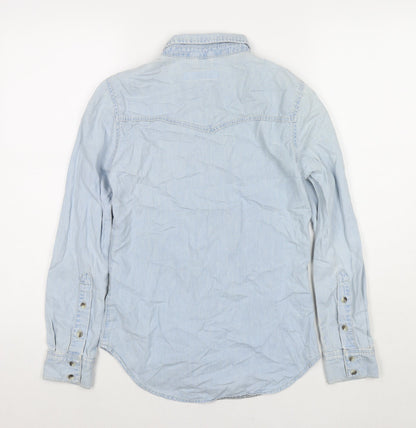 Womens UK Size 6 Topshop Blue Basic Button-Up
