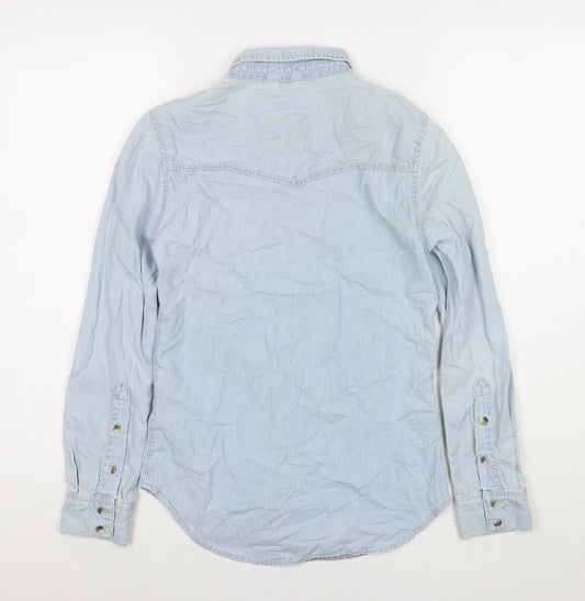 Womens UK Size 6 Topshop Blue Basic Button-Up