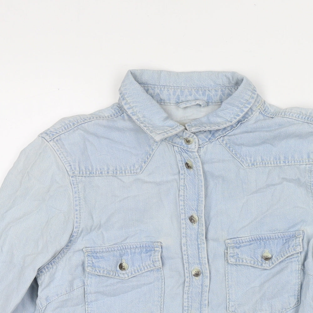Womens UK Size 6 Topshop Blue Basic Button-Up
